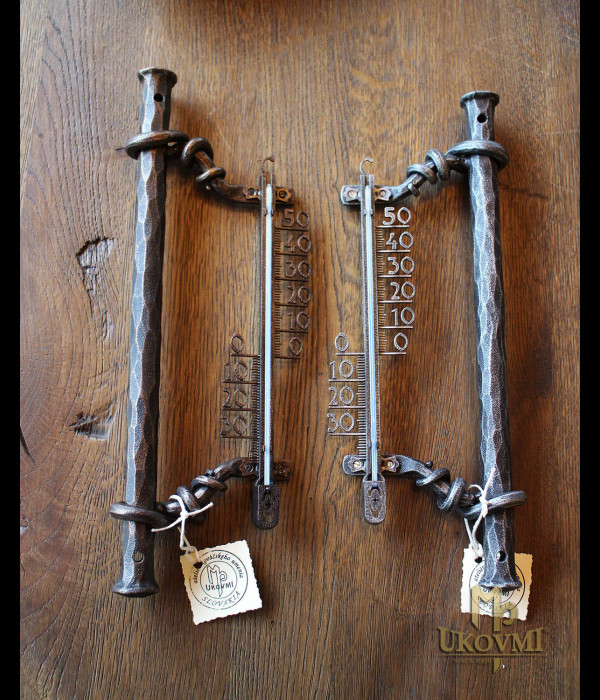 A wrought iron thermometer