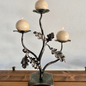 Forged candle holder - Oak Branch