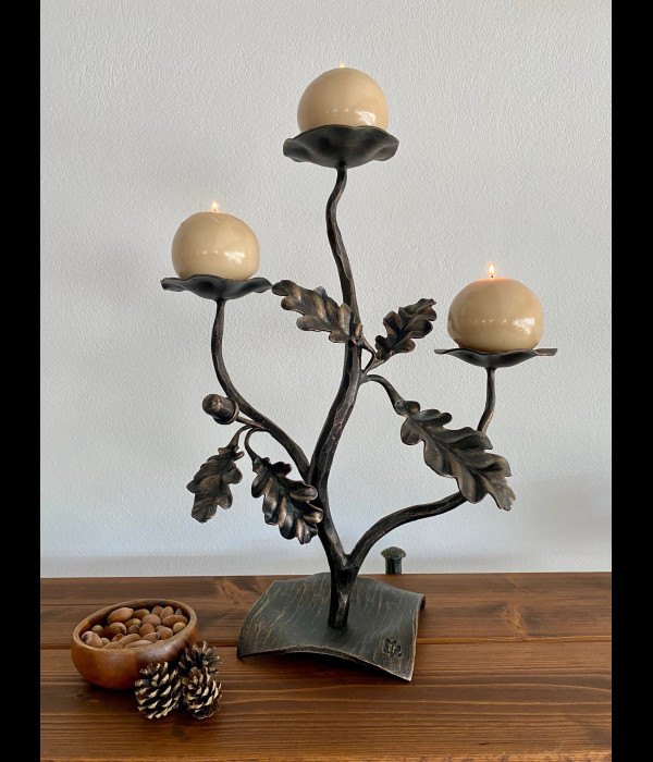 Forged candle holder - Oak Branch