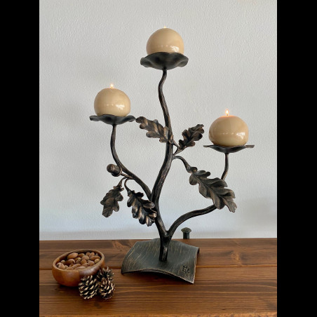 Forged candle holder - Oak Branch