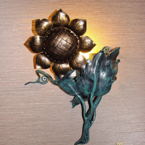 Nástenná kovaná lampa - SLNEČNICA - interiérová lampa (SI0501)