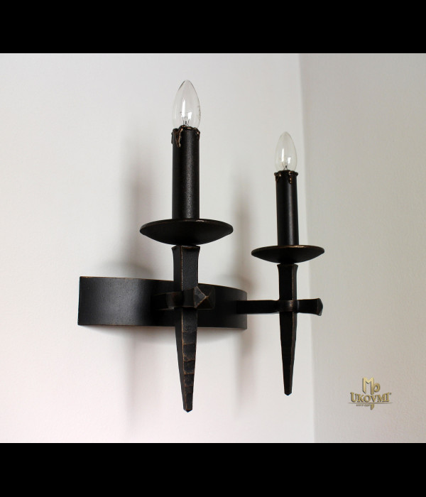 Historické nástenné svietidlo - ANTIK - kovaná lampa 2 - sviečková (SI0802)