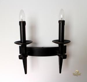 A historical side-wall lighting ‘ANTIK‘ - a wrought iron two-candle lamp (SI0802)